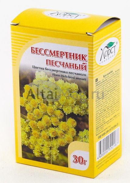 Изображение товара Бессмертник песчаный, цветки, 30 г (Хорст) Бессмертник песчаный, цветки, 30 г (Хорст) фотография